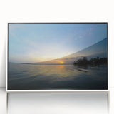 Art deco poster of Yucatan scenery in muted pastel shades, framed in white acrylic, ideal for modern nursery wall art.