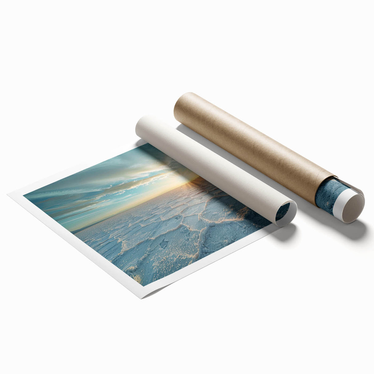Extra large rolled print depicting a floral scene in muted earth tones, ideal for classy bathroom wall art.