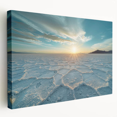 Panoramic view of Bolivian landscape on large stretched canvas, featuring earthy tones, ideal for kitchen wall art.