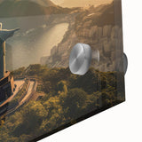 Large abstract wall art of a Brazilian landscape in muted earth tones on acrylic glass, suitable for dining room decor.