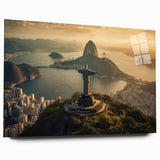 Large abstract depiction of a Brazilian landscape in vibrant earth tones on acrylic glass.