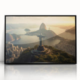 Large abstract wall art depicting a stylized Brazilian landscape in vibrant colors on a framed acrylic.