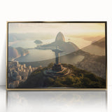 Framed acrylic print of a vibrant, mid-century modernist Brazilian landscape, ideal for modern art wall decor.