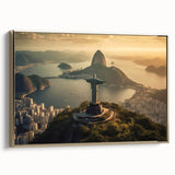 Framed canvas landscape painting of a Brazilian scene in muted earth tones, ideal for bedroom wall art.