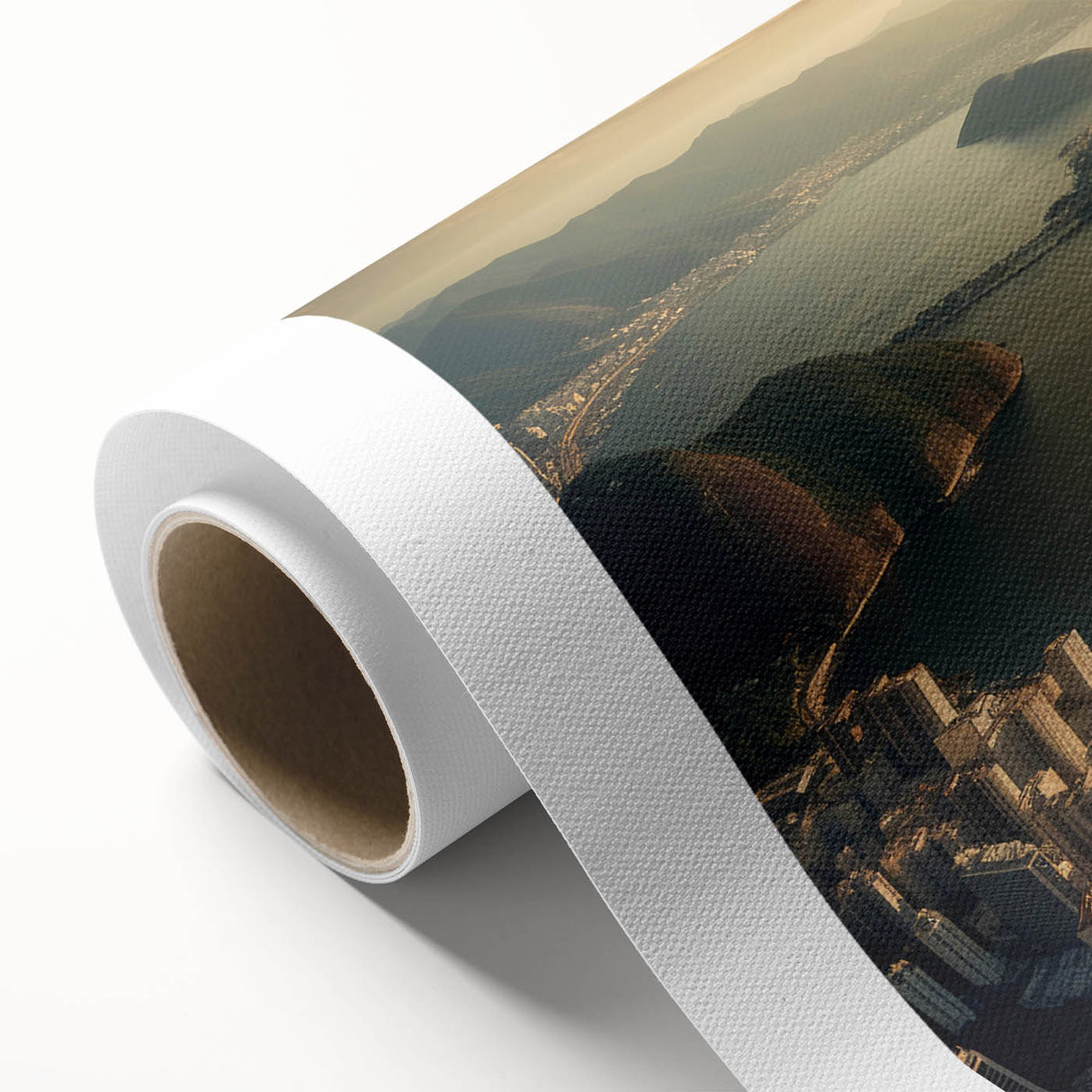 Art deco poster of a vibrant Brazilian landscape on rolled canvas, ideal for nursery wall art or dining room decor.