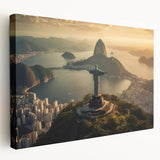 Large canvas print of a Brazilian landscape in vibrant green and blue tones, ideal for kitchen wall art.