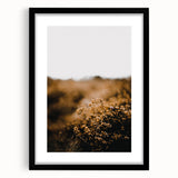 Extra large abstract art print depicting colorful, textured fall scenery on a black framed canvas.