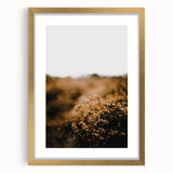 Extra large abstract art print featuring textured fall colors in a gold frame, ideal for living room decor.