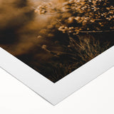 Art deco poster featuring an autumnal forest scene in warm orange and brown tones on rolled canvas.