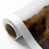 Art deco poster of fall trees on rolled canvas, with warm orange and red tones, suitable for nursery wall art.