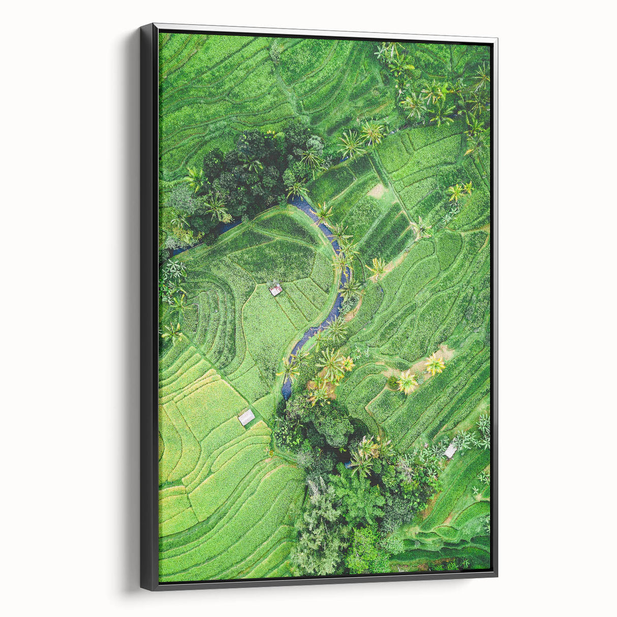 Black and white framed canvas depicting a vintage landscape scene, ideal for bedroom wall art.
