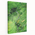 Spring-themed abstract art on stretched canvas featuring soft green and pink tones, suitable for kitchen wall art.