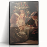 Large abstract wall art depicting winter season in muted blue and gray tones, framed in black acrylic.