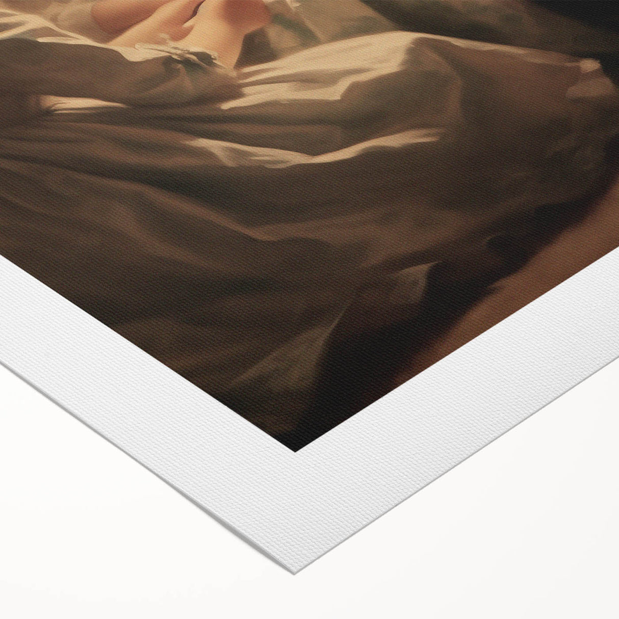 Art deco poster featuring a snowy winter landscape in muted blue and white tones on rolled canvas.