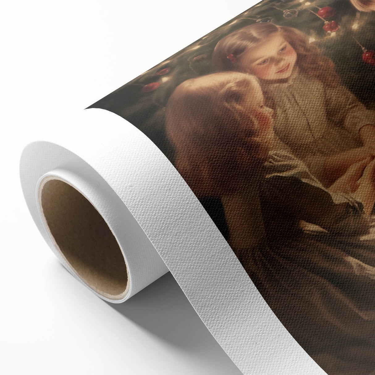 Art Deco poster of a winter scene in muted blue and white tones on rolled canvas, ideal for nursery wall art.