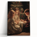 Winter-themed black and white stretched canvas depicting a snowy landscape, ideal for kitchen wall art or bedroom ambiance.