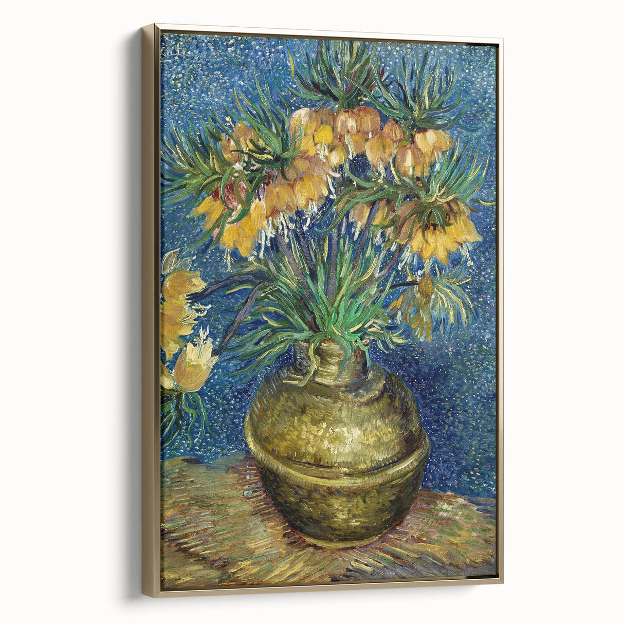 Framed canvas featuring a vintage-style landscape painting with muted earth tones, ideal for bedroom wall art.
