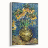 Vintage poster art of Van Gogh's painting on framed canvas, featuring vibrant colors on a large black background.