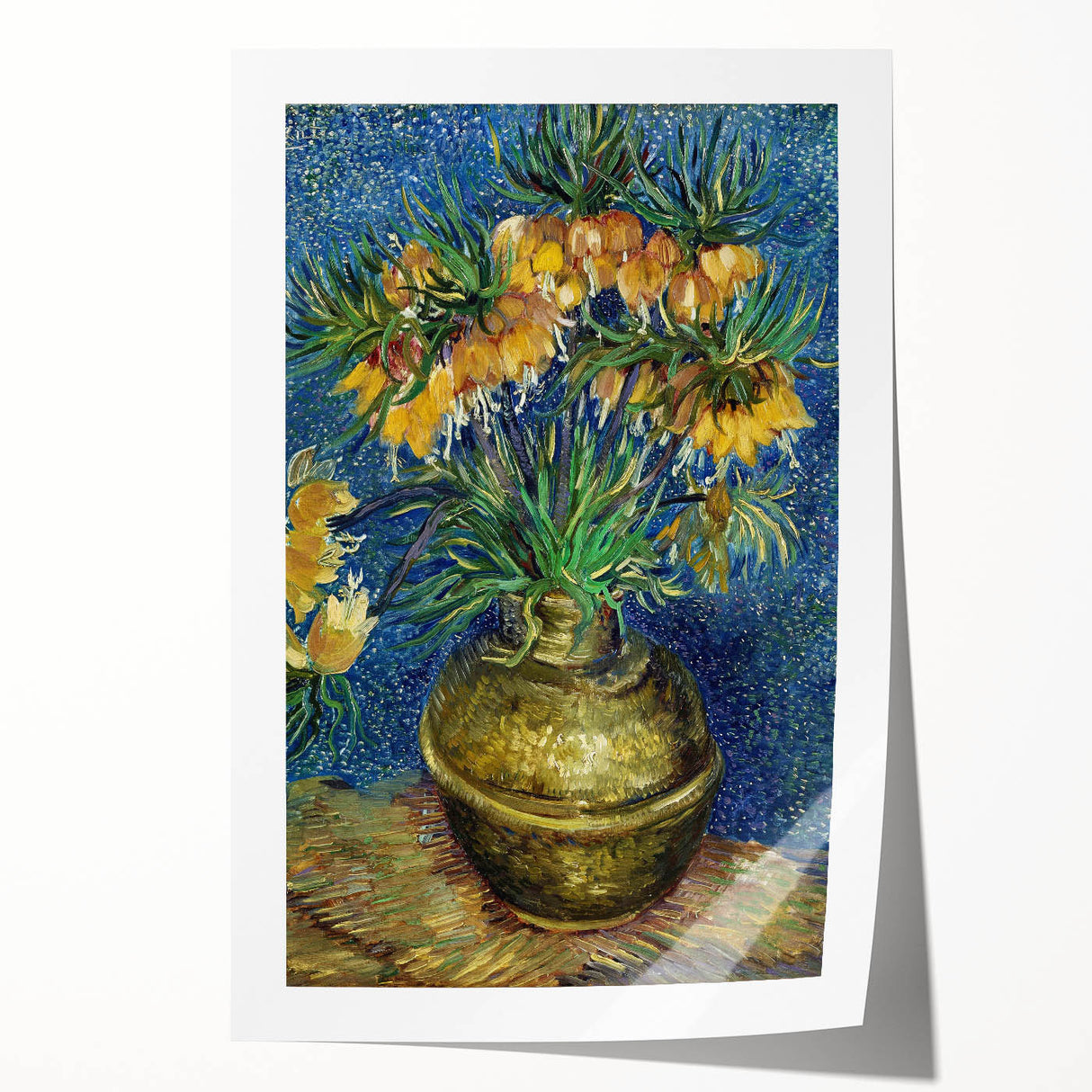 Extra large rolled canvas print featuring vibrant floral art in impressionist style.