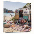 Side view of a caravan in neutral tones on acrylic glass, suitable for bedroom or dining room decor.