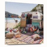 Side view of a caravan in neutral tones on acrylic glass, suitable for bedroom or dining room decor.