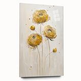 Golden Bloom Minimalist - Modern Living Room Canvas Wall Art