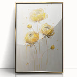 Golden Bloom Minimalist - Modern Living Room Canvas Wall Art