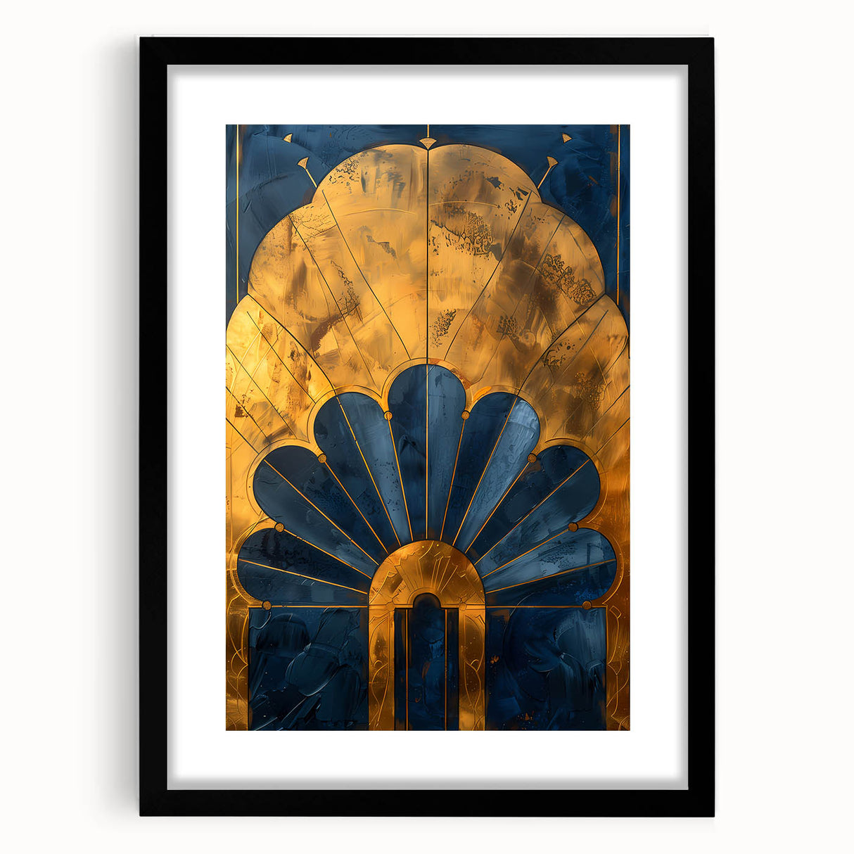 Abstract minimalist wall art framed in black with a white mat, showcasing geometric patterns and soft colors, ideal for modern home decor.