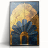 Framed minimalist abstract wall art featuring a sleek black design, showcasing geometric shapes and modern aesthetics, perfect for contemporary home decor.