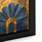 Abstract minimalist wall art featuring a vibrant blend of colors and geometric shapes in a sleek black frame, ideal for modern home decor.