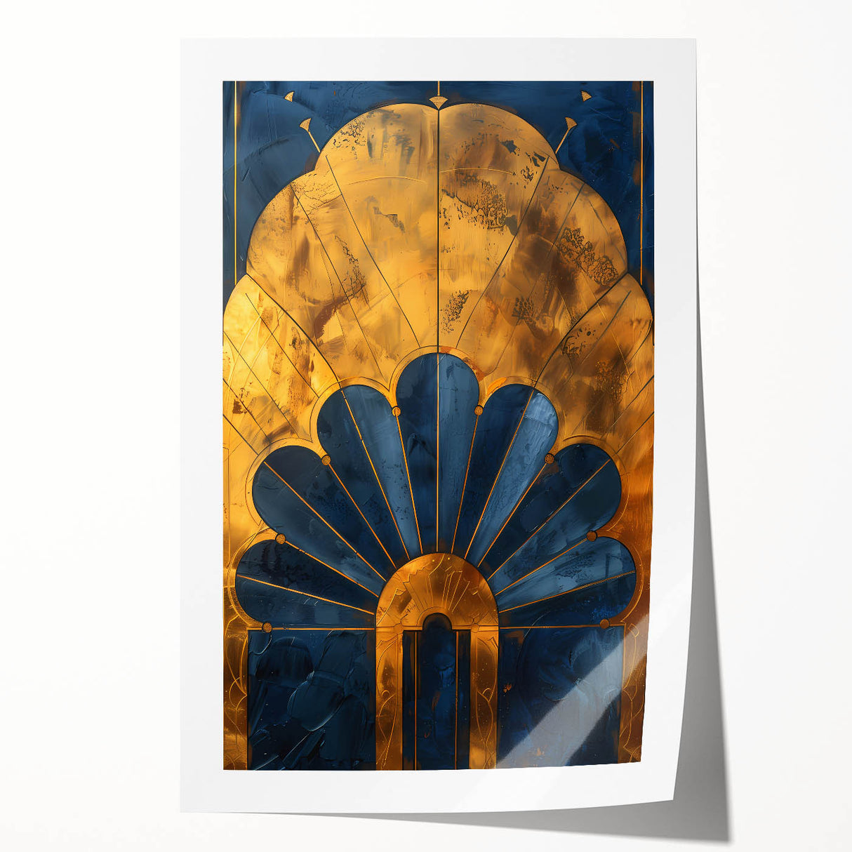 Abstract minimalist wall art print showcasing a blend of soft beige and muted teal colors, elegantly rolled and ready for framing, perfect for modern decor.