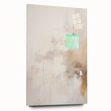 Abstract minimalist wall art displayed in a side view, featuring vibrant colors and geometric shapes under acrylic glass, adding a modern touch to any decor.