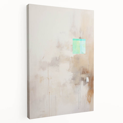Abstract minimalist wall art on stretched canvas showcasing soft pastel colors with geometric shapes, designed to enhance modern interior decor.