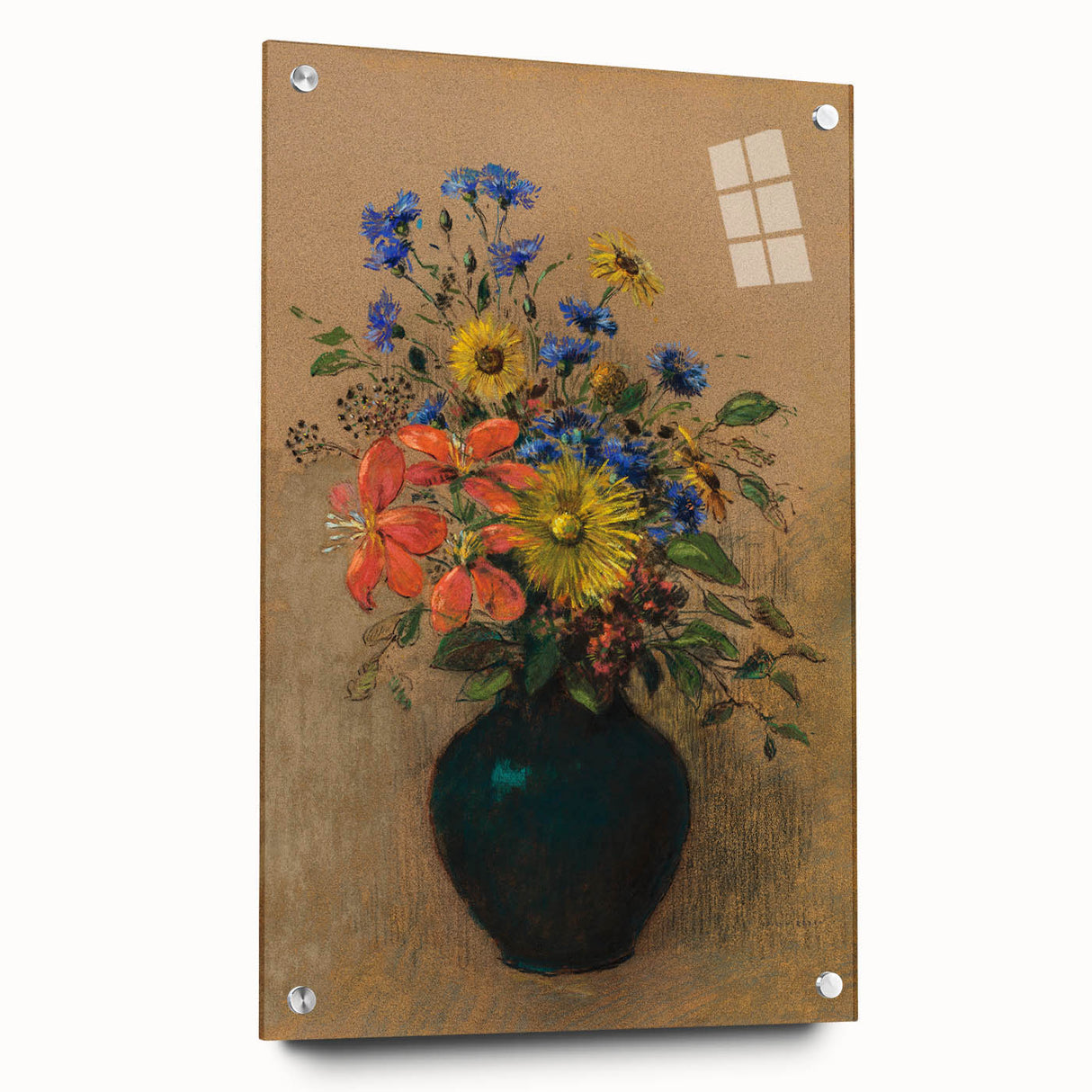 Vintage Floral Wall Art - Wildflower Bouquet in Warm, Earthy Tones