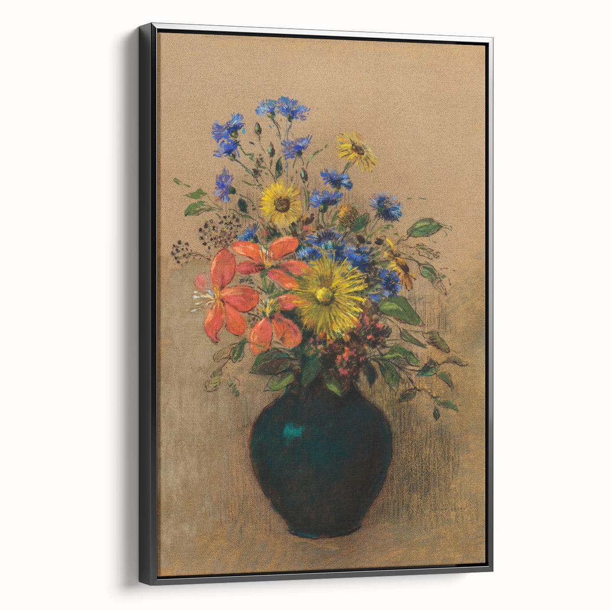 Vintage Floral Wall Art - Wildflower Bouquet in Warm, Earthy Tones