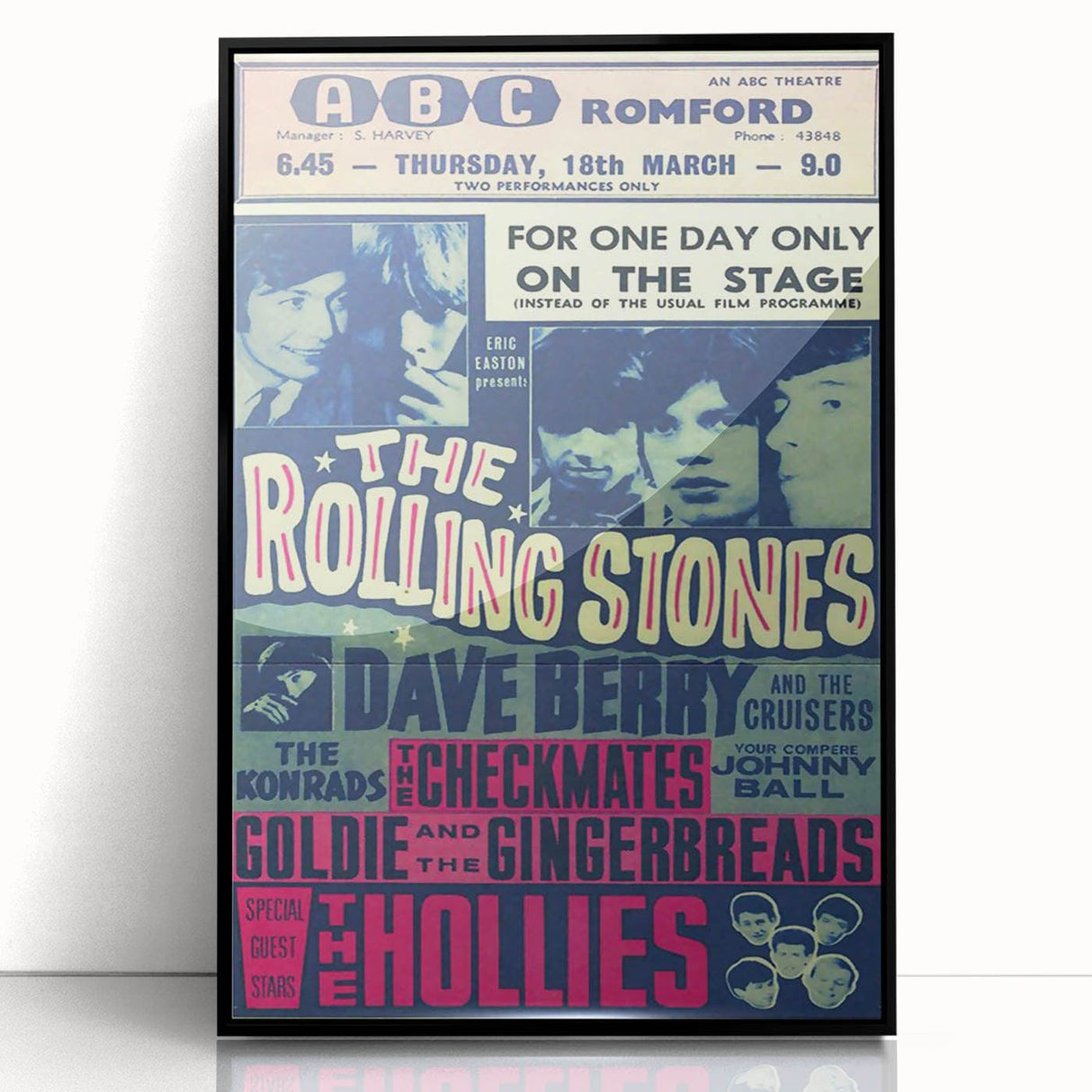 Rolling Stones 1960s Concert Poster - ABC Romford 1964 Show