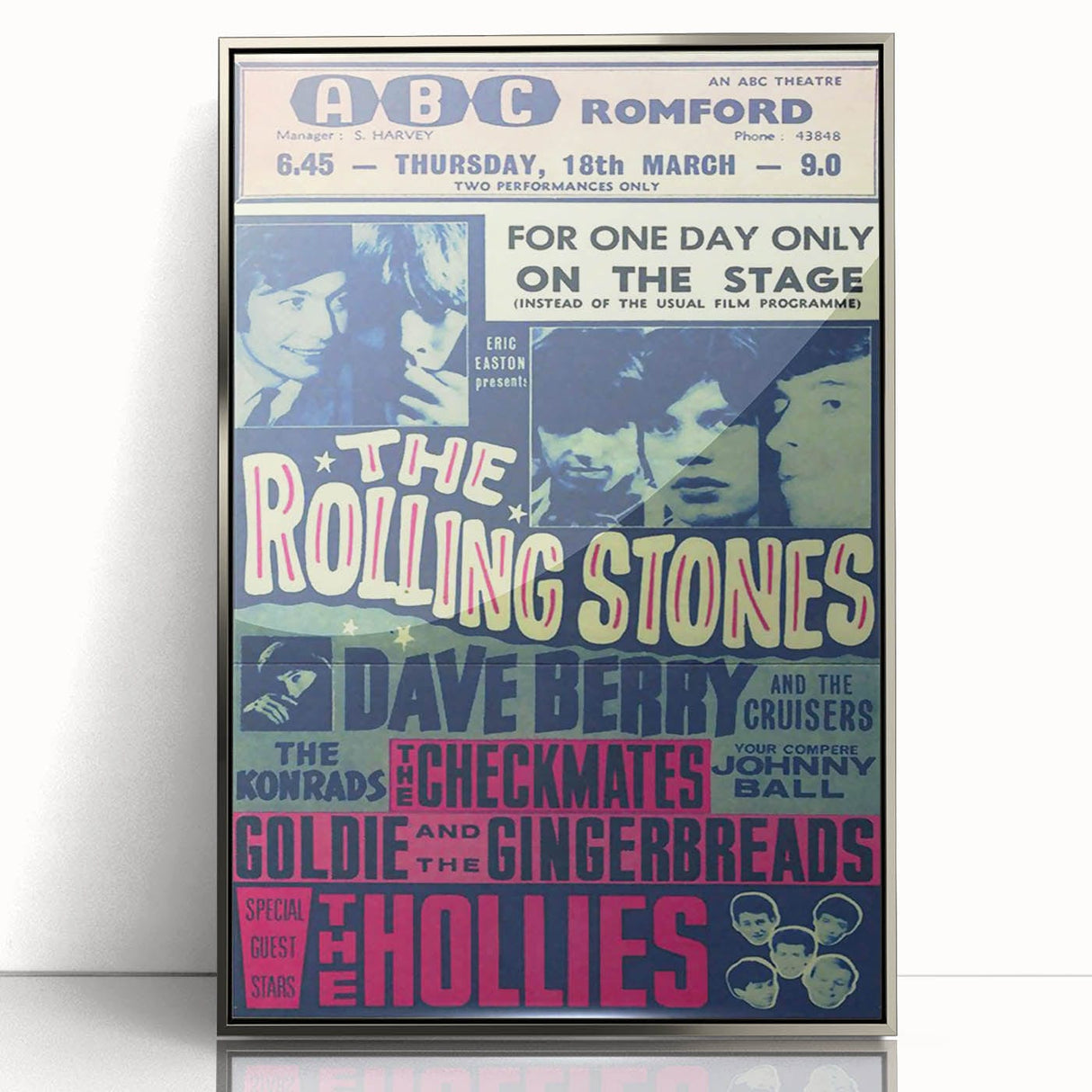 Rolling Stones 1960s Concert Poster - ABC Romford 1964 Show