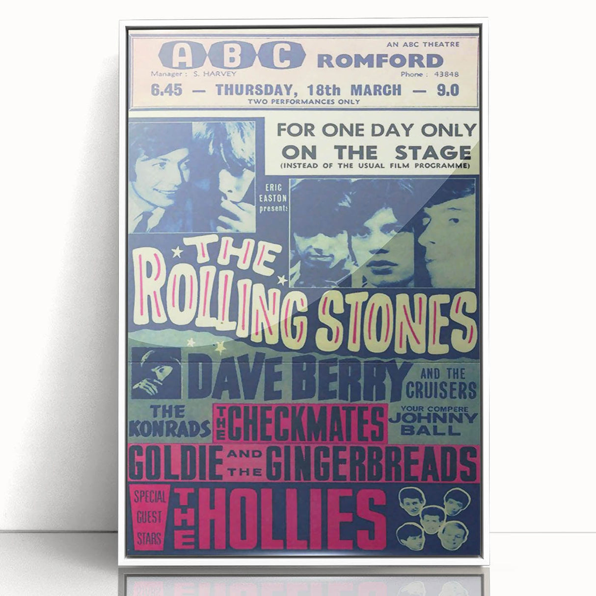 Rolling Stones 1960s Concert Poster - ABC Romford 1964 Show