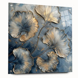 Gold & Blue Ginkgo Leaf Wall Art – Modern Canvas & Framed Print