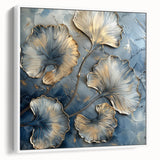 Gold & Blue Ginkgo Leaf Wall Art – Modern Canvas & Framed Print