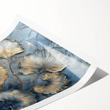 Gold & Blue Ginkgo Leaf Wall Art – Modern Canvas & Framed Print
