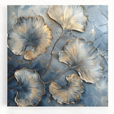 Gold & Blue Ginkgo Leaf Wall Art – Modern Canvas & Framed Print