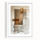 Abstract minimalist wall art framed in white with a mat, showcasing soft pastel colors and geometric shapes, ideal for modern home decor and artistic interiors.