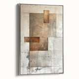 Framed abstract minimalist wall art in silver, showcasing elegant geometric patterns on a textured canvas, perfect for modern home decor.