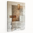 Abstract minimalist wall art on stretched canvas, showcasing soft earth tones and geometric shapes. Ideal for modern home decor, creating a serene atmosphere.