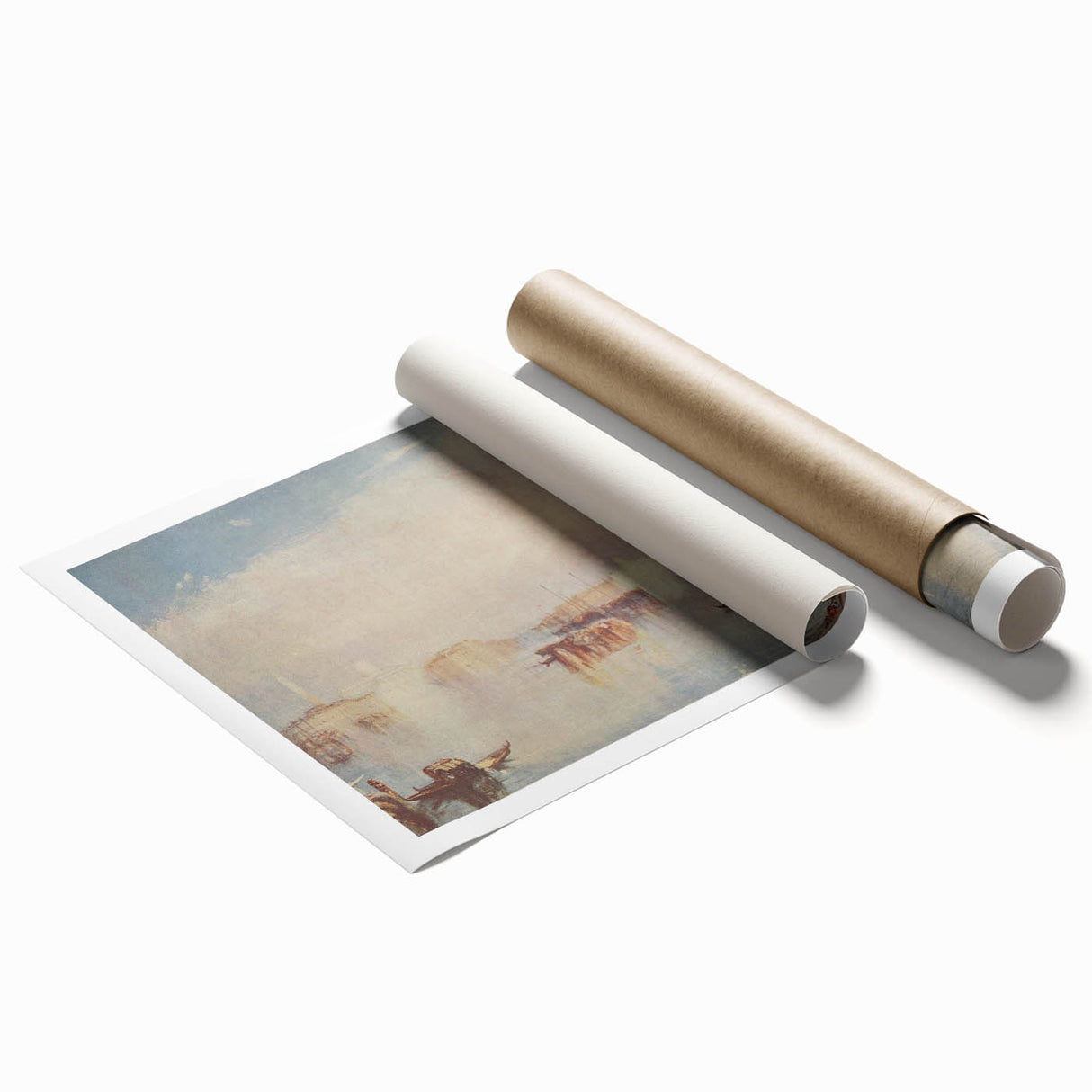Romanticism Art: "Venice, The Dogana" Historical Landscape Canvas Print