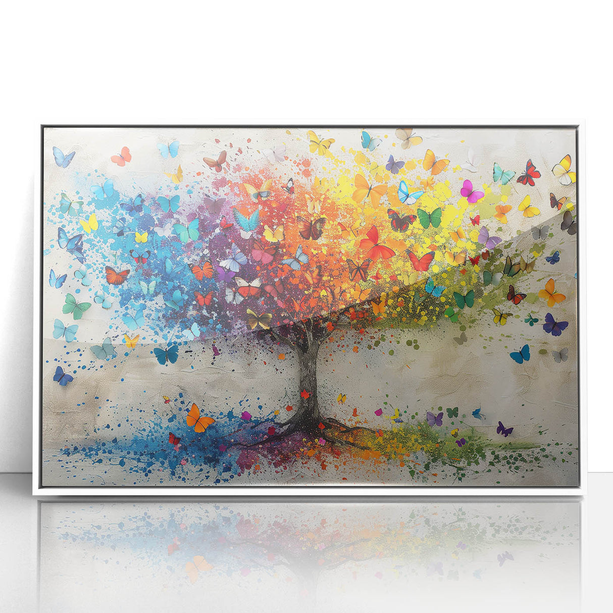 Colorful Butterfly Tree Wall Art – Modern Canvas & Framed Print