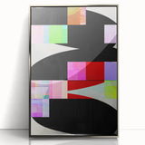 Framed abstract minimalist wall art featuring a silver acrylic finish, showcasing geometric shapes in a modern design, perfect for contemporary decor.