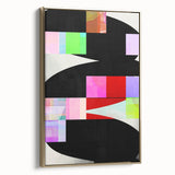 Abstract minimalist wall art featuring a gold-framed canvas design, showcasing elegant geometric patterns and a sleek side profile, ideal for modern decor.