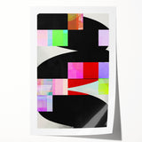 Abstract minimalist wall art print featuring soft pastel colors and geometric shapes, rolled and ready for display, ideal for modern home decor accents.